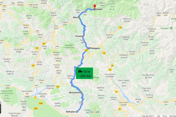 dehradun-to-sankri-by-road-map