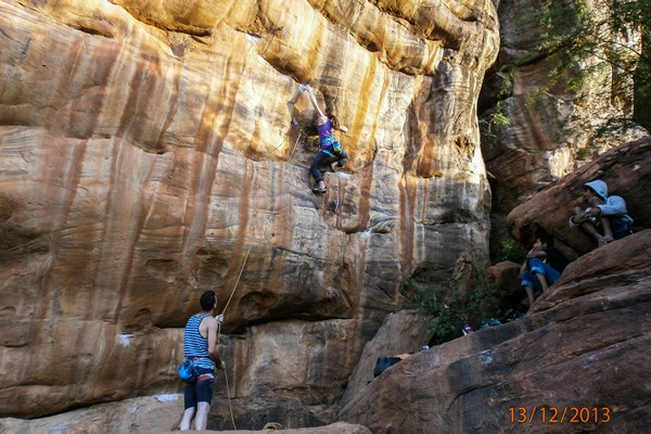 at-badami-on-sand-stone-rock