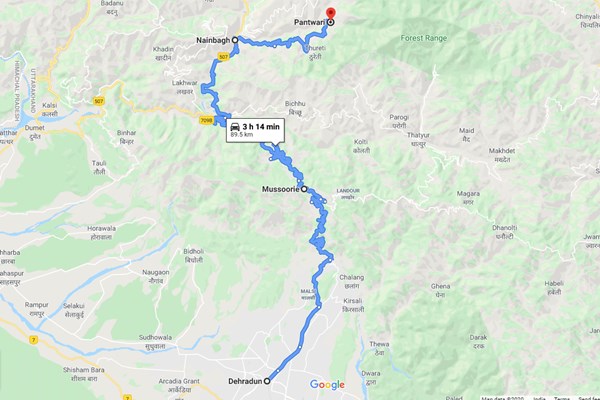dehraundun-to-nag-tibba-trek-base-pantwari-road-map