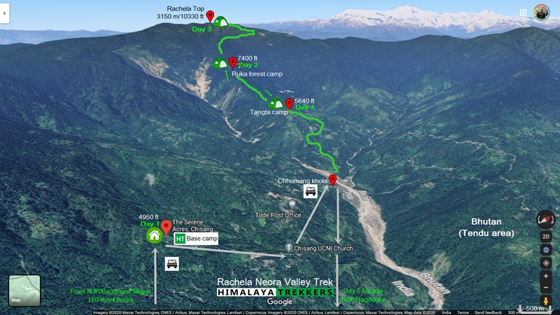 neora valley trek route map