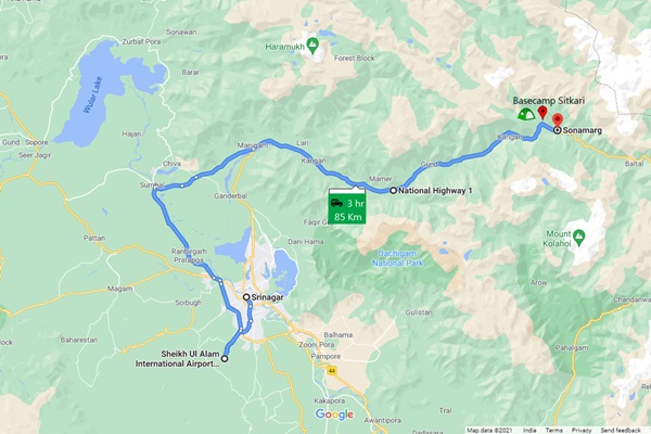 srinagar-to-basecamp-sitkari-road-map